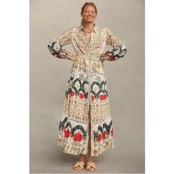 Anthropologie Dresses & Skirts - Anthropologie Floral Long Sleeve Shirt Dress